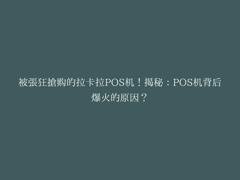 被张狂抢购的拉卡拉POS机！揭秘：POS机背后爆火的原因？